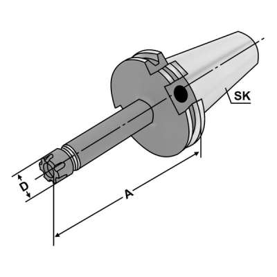 Цанговый патрон (хвостовик SK 40-1/10-55 по DIN 69871 AD/B) для  цанг ER16 - Mini