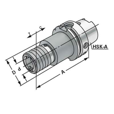 Резьбонарезной патрон (хвостовик HSK-A 63 M14-M36 - Gr.3 по DIN 69893) с компенсацией длины