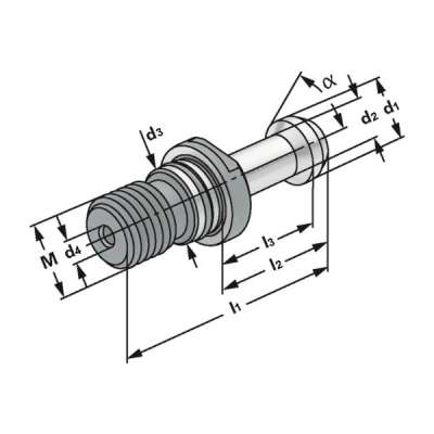 Штревель Haas M16 - 45° аналогичный JIS B 6399 (MAS 403 BT), укороченный на 3 мм 
