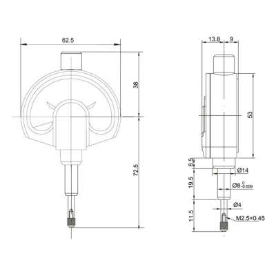 Dial indicator analogue 50-0-50 | reading 0,001mm