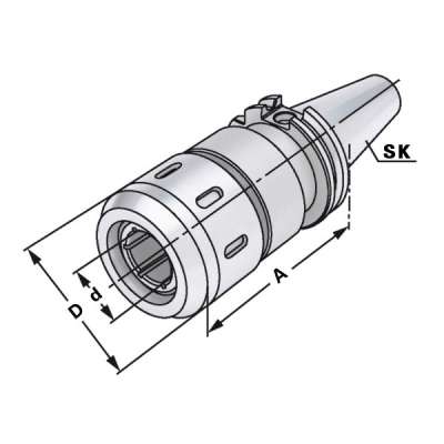 Высокопроизводительный фрезерный патрон (хвостовик SK 40-20-90 по DIN 69871 AD/B) для цанг HKS