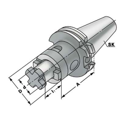 Оправка Combi  (хвостовик SK 30-32-60) по DIN 69871 AD для установки торцевых фрез