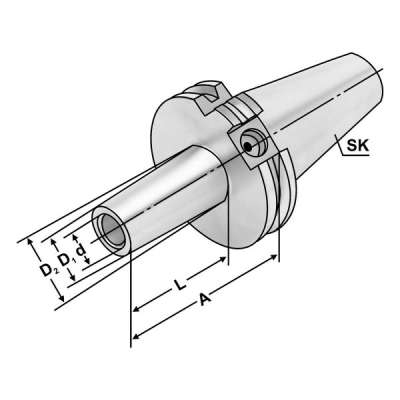 Фрезерная оправка (хвостовик SK40-M16-119 по DIN 69871 AD/B) для закрепления фрез с резьбовым хвостовиком