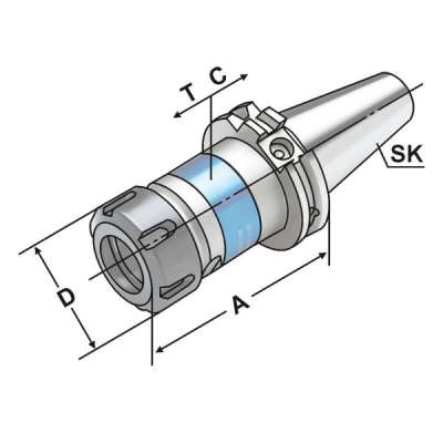 Резьбонарезной патрон синхронизирующий (хвостовик SK50 - M3-M20 по DIN 69871 AD) для цанг ER25 - 84