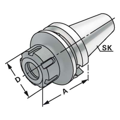 Цанговый патрон (хвостовик BT 40-1/10-200 по JIS B 6339 (MAS-BT) AD/B) для цанг ER16