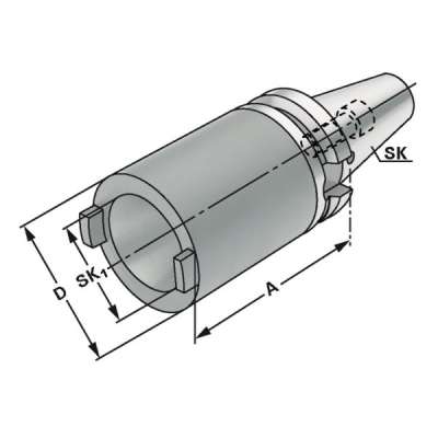 Втулка переходная (хвостовик BT 50 - SK 50 - 120 по JIS B 6339 (MAS-BT) A)