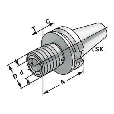 Резьбонарезной патрон (хвостовик BT 50 - M5-M22 - Gr.2 по JIS B 6339 (MAS-BT) A) с компенсацией длины