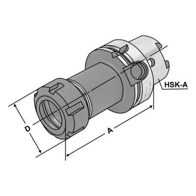 Цанговый патрон (хвостовик HSK-A 63-2/20-200 по DIN 69893) для цанг ER32 DIN 6499 (ISO 15488)