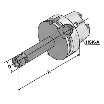 Цанговый патрон (хвостовик HSK-A 63-1/7-160 по DIN 69893) для цанг ER11 - Mini