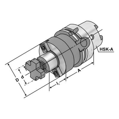 Оправка для установки торцевой фрезы (хвостовик HSK-А 63-32-160 по DIN 69893) с увеличенной опорной поверхностью