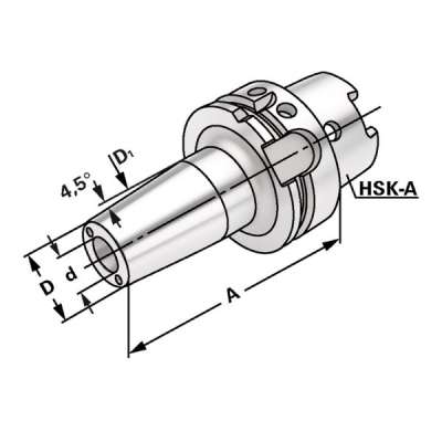 Термоусадочный патрон (хвостовик HSK-A 63-12-160 по DIN 69893) с каналами СОЖ