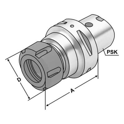 Цанговый патрон (хвостовик PSK 50-2/16-55 по DIN 26623) для цанг ER25 DIN 6499 (ISO 15488)