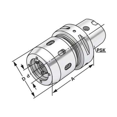 Высокопроизводительный фрезерный патрон (хвостовик PSK 50-20-75 по ISO 26623) для цанг HKS