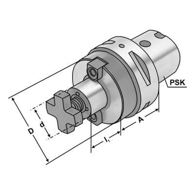 Оправка для установки торцевой фрезы (хвостовик PSK 63-40-45 по ISO 26623) с увеличенной опорной поверхностью