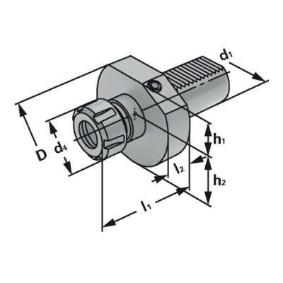 Цанговый патрон по DIN 69880 (ISO 10889) E4-25x2-16 для цанг ER25 по DIN 6499 (ISO 15488)