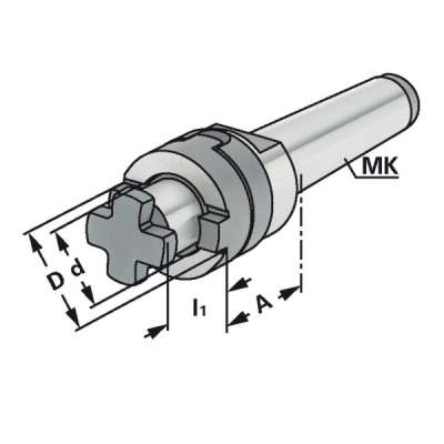 Оправка Combi (хвостовик MT 3-27-48 по DIN 228-1A) для установки торцевых фрез по DIN 6358